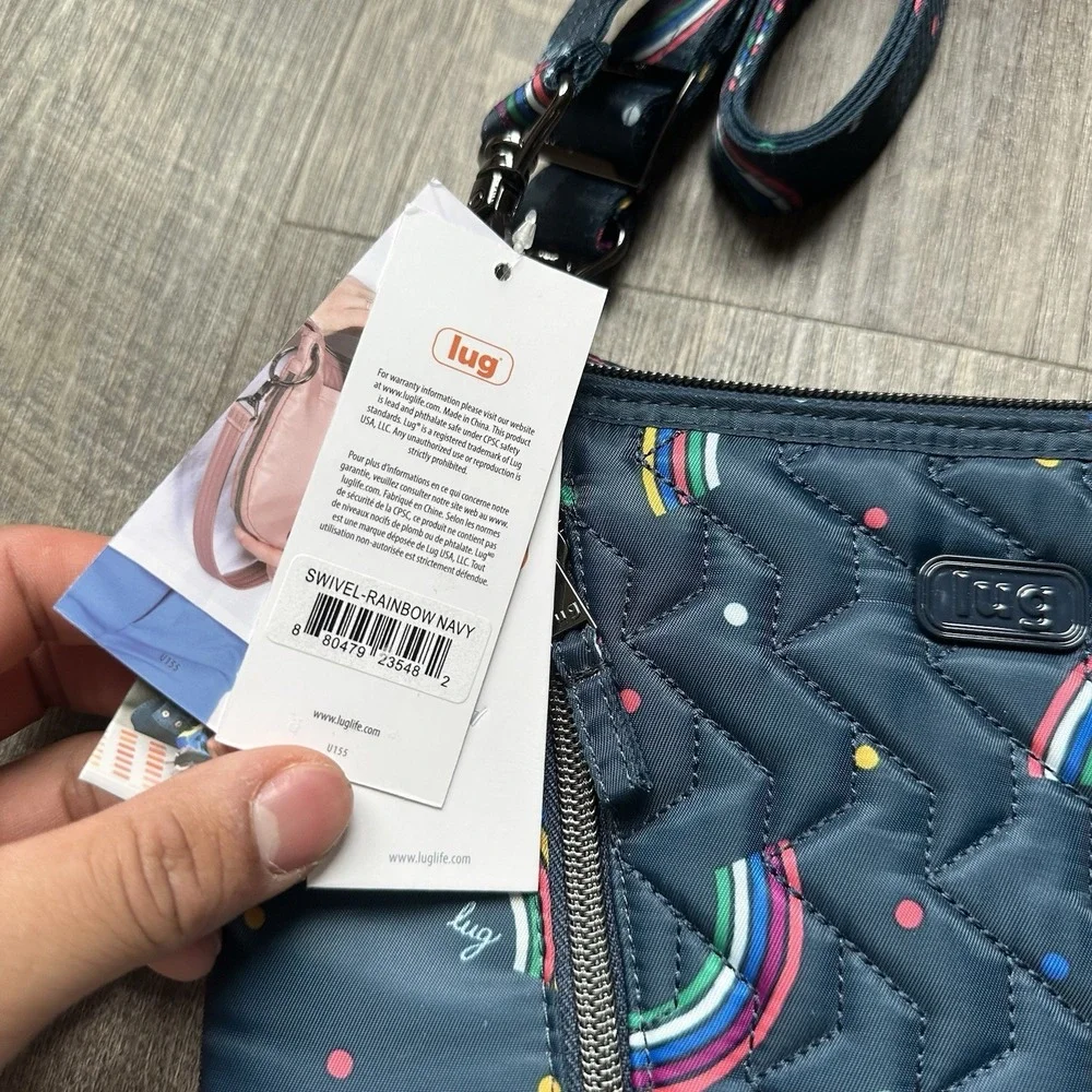 NEW Lug Swivel‎ Convertible Crossbody Bag Brushed Color: Rainbow Navy WITH TAGS